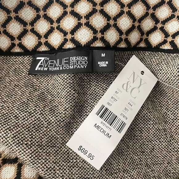 NEW Sweater Knit Midi Pencil Skirt M Black, White, Tan - Picture 6 of 8